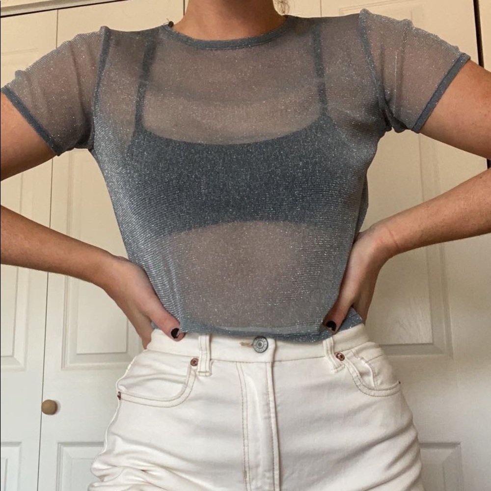 Brandy Melville sparkly mesh top